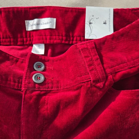 Christopher & Banks Red Corduroy Pants NWT Size 10 Short - Picture 5 of 10